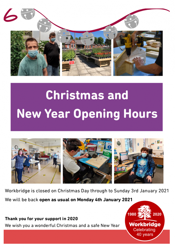 Christmas 2020 opening hours poster