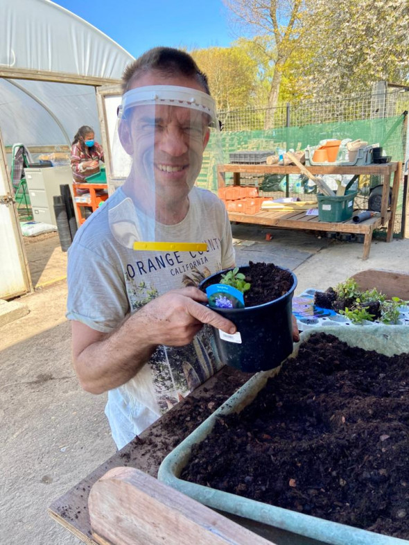 Service user at Workbridge Garden Centre