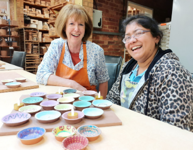 Service users create tealight holders for Diwali