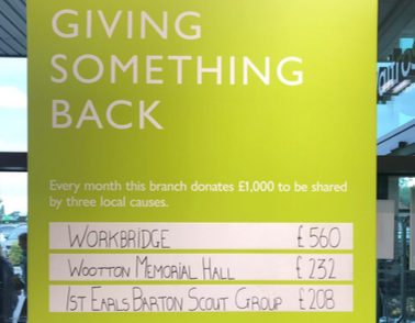 Workbridge receive £560 in Waitrose Community Matters Scheme